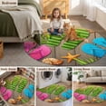 thumbnail image 6 of Summer Slippers Round Living Room Rugs 8 ft, Pink Green Blue Shoes Shell Palm Leaf Wooden Stripes Washable Large Area Rug with Non-Slip Sturdy Edge Binding Round Carpet for Dining Room Kitchen Office, 6 of 9