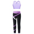 thumbnail image 2 of MSemis Kids Girls Athletic Dance Crop Top and Legging Gymnastics Dance Outfits Lavender 6, 2 of 5