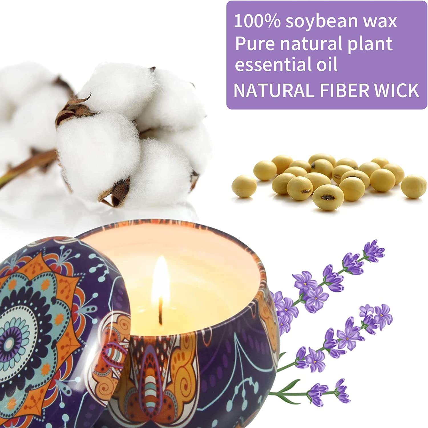 Oshine 4-Pack Scented Soy Candles, Natural Fragrance photo 4