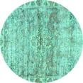 thumbnail image 1 of Ahgly Company Indoor Round Persian Turquoise Blue Traditional Area Rugs, 6' Round, 1 of 4