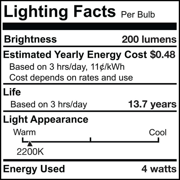 Bulbrite  4 Watt Grand Filaments Medium Dimmable (E26) LED Bulb - 200 Lumens, 2200K, and 95 CRI Diamond