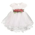 thumbnail image 2 of HOMADLES Toddler Kid Dress Crewneck Cotton Mesh Ruffed Flower Stretch Ruffed Summer Princess Dress Dress White 12, 2 of 7