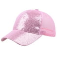 thumbnail image 6 of Weikingp Fascinators Hats for Women Women Girl Ponytail Baseball Cap Sequins Shiny Messy Bun Snapback Hat Sun Caps Hats for Men Hats for Women Mens Hats (Clearance) Pink Cotton, 6 of 6