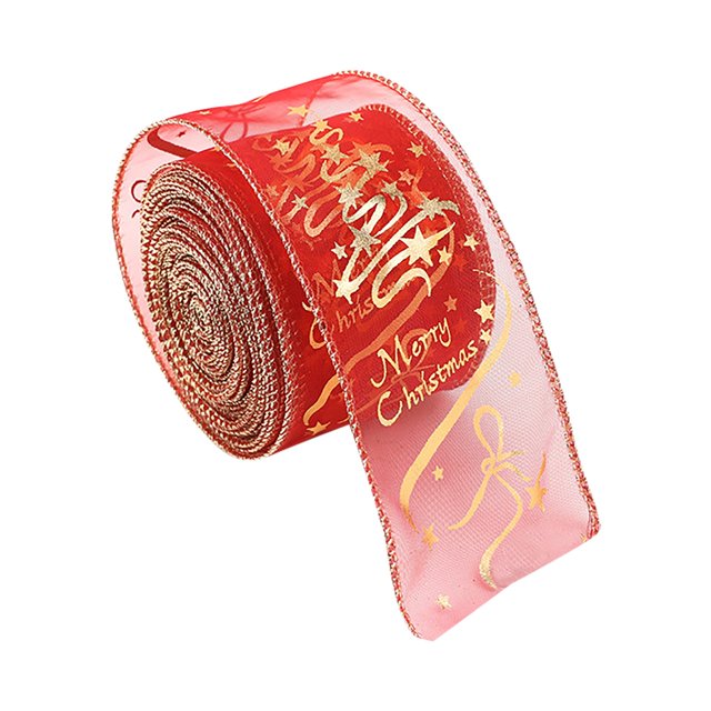Ngheia Red Christmas Ribbon, 6.3Cm, with English Lettering., Festival Decorative Ribbons and Happiness Packaging Wrapping Wedding Decoration Pack, 1 Roll of Ribbon