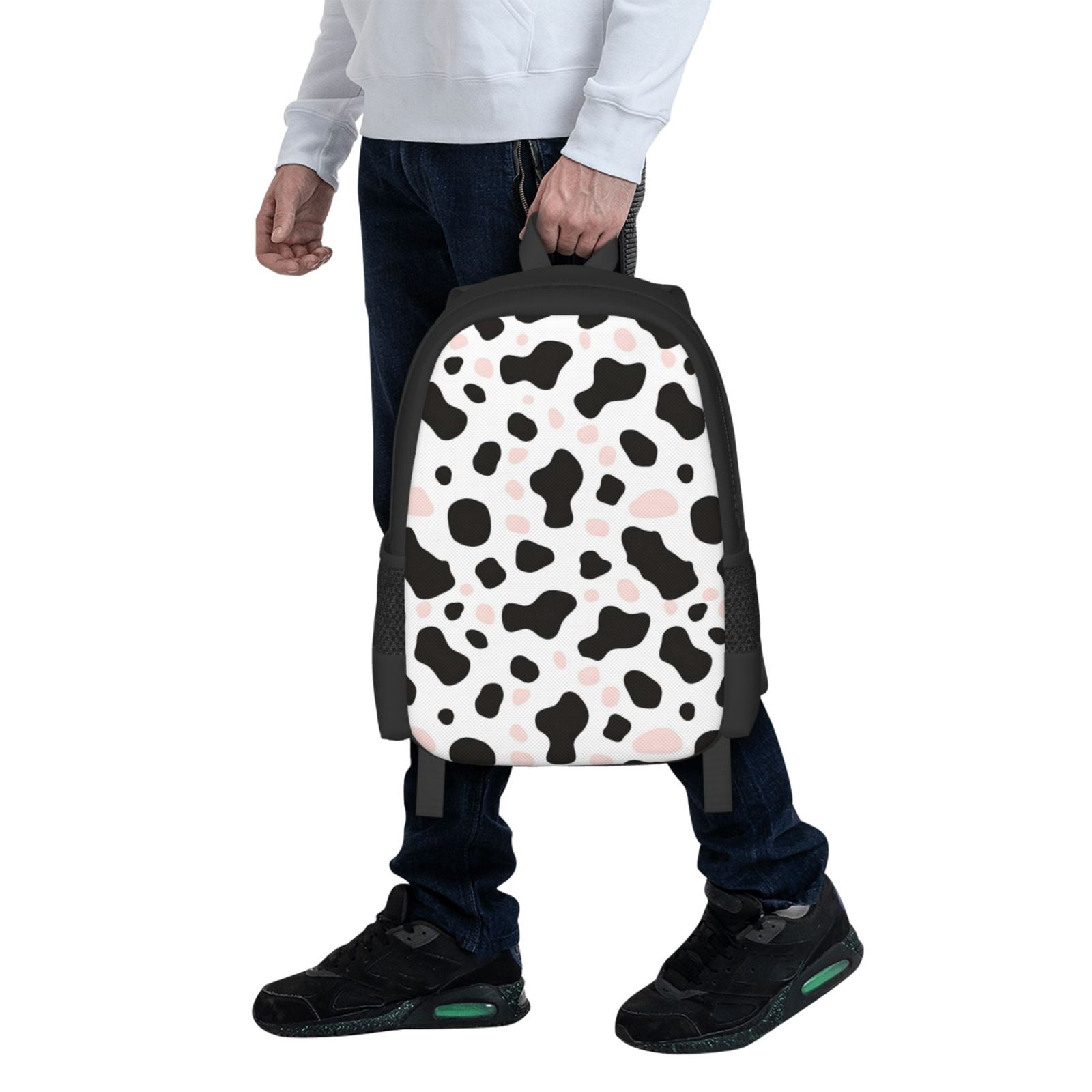 Large Capacity Backpack 16.5×12.5×5.5in Widened Shoulder Strap Design Main Bag Large Top Handle Belt Adjustable Shoulder Strap Simple Cow-Print Pattern1_3