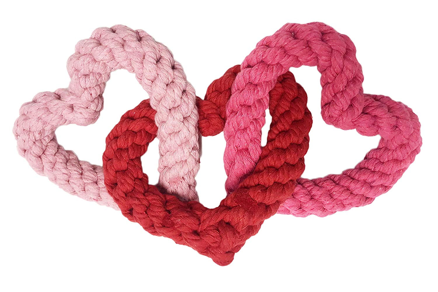 Midlee Interlocking Heart Rope Valentine Dog Toy