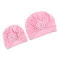 thumbnail image 1 of Tachiuwa 2 Pcs Turban Extensible Noué pour Femmes Bonnet Indien Rose, 1 of 8