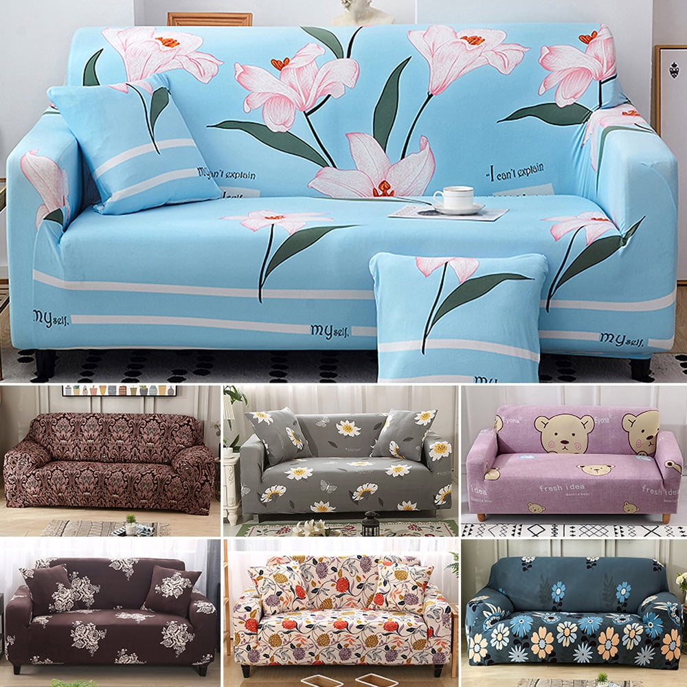 1-4 Seaters Floral Sofa Covers Chair Stretch Slipcover Cover Furniture Protector 