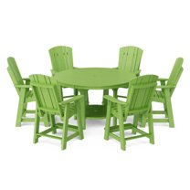 Wildridge Heritage 7-Piece 60" Pub Counter Set, Lime Green - Outdoor Weather Resistant Recycled Plastic Furniture for Patio