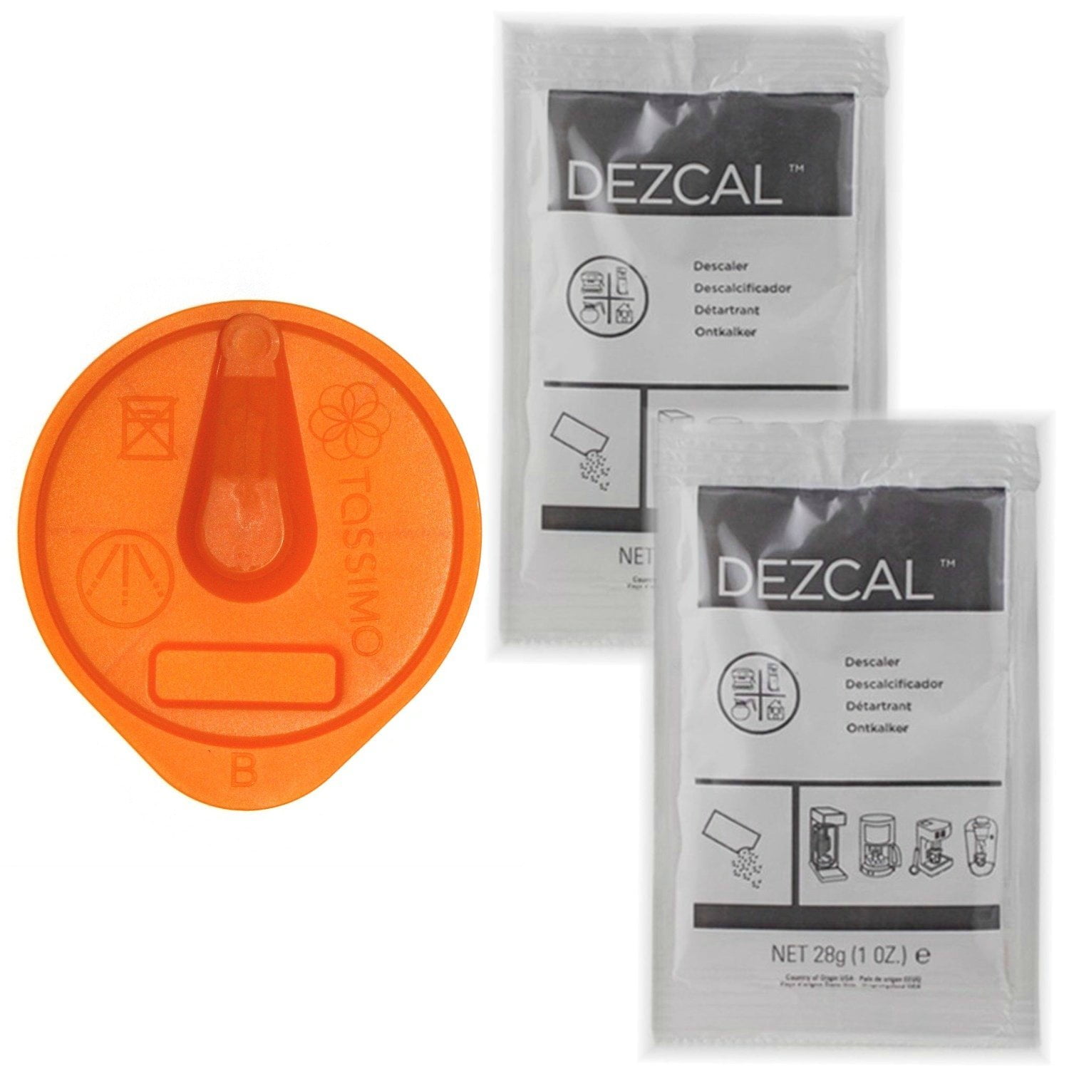 Orange Cleaning Disc + 2 Pks Dezcal Descaler for T43 T47 T55 Bosch Tassimo  Braun Coffee Machines