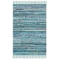 thumbnail image 1 of Safavieh Rag 2'3" X 6' Hand Woven Cotton Rug in Turquoise, 1 of 3