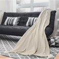 thumbnail image 6 of Laddha Home Designs Beige and Ivory Classic Striped Throw Blanket with Tassels 50" x 60", 6 of 7