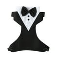 thumbnail image 3 of opvise Formal Dog Wedding Suit with Leash Ring Fastener Tape Buckle Closure Black Bow-tie Breathable Chest Harness Dogs Tuxedo Wedding Party Suit for Small Medium Dogs Black, 3 of 7