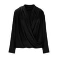 thumbnail image 6 of Ltctricy Blouses for Women Dressy Casual Long Sleeve Crossover Deep V Neck Ruched Business Work Tops Loose Party Shirts(Black,Small), 6 of 6