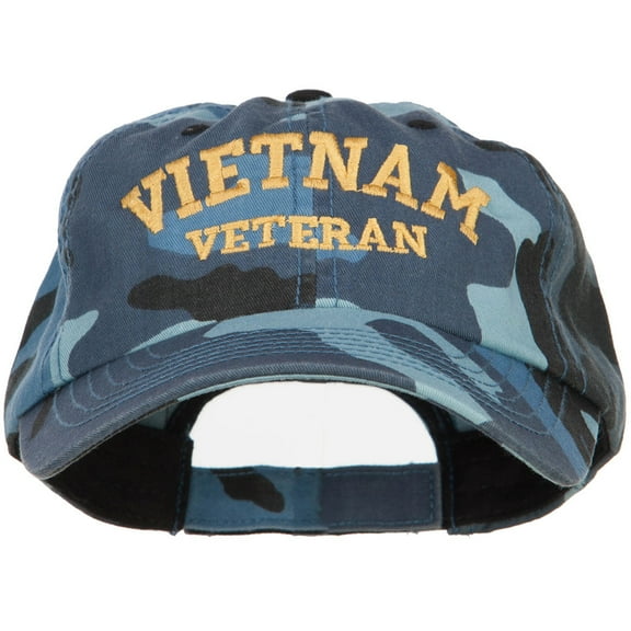 Vietnam Veteran Letters Embroidered Enzyme Camo Cap - Sky OSFM
