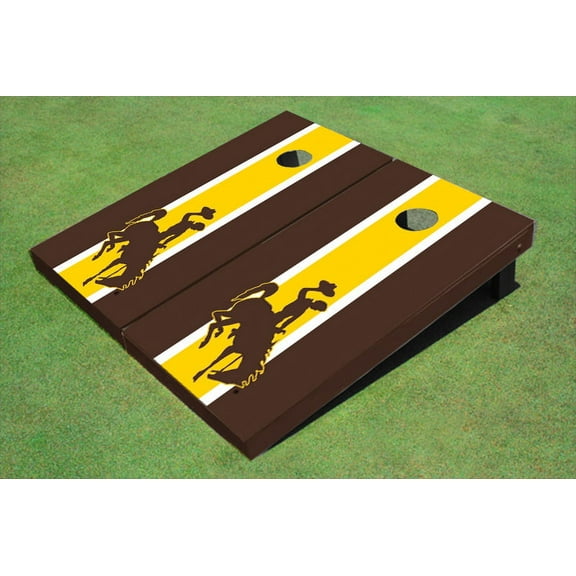 University Of Wyoming Cowboys Gold And Brown Matching Long Stripe Cornhole Boards