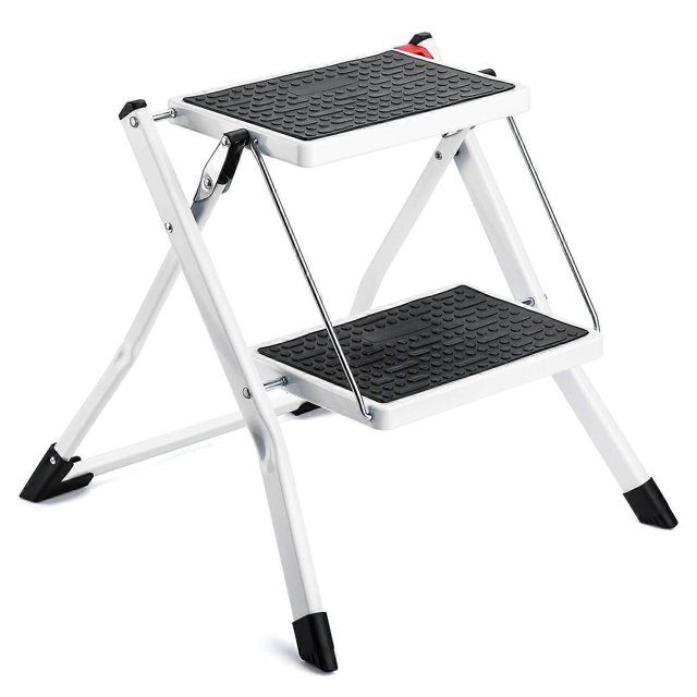 Metal Folding Step Stool Anti-Slip Wide Collapsible Pedal for Kitchen Mini Ladder