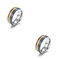 thumbnail image 4 of Jumpingount Anillo de arcoíris de acero Compromiso de bodas Anillos chapados en lesbianas gays Joyería de moda Novias Novios Type5 NO5, 4 of 6