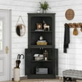 thumbnail image 2 of 69'' H Tall Farmhouse Corner Storage Cabinet with 2 Doors, Narrow Bathroom Cabinet with Storage Shelves, Corner Hutch for Kitchen, Dining Living Room, Black, 2 of 9