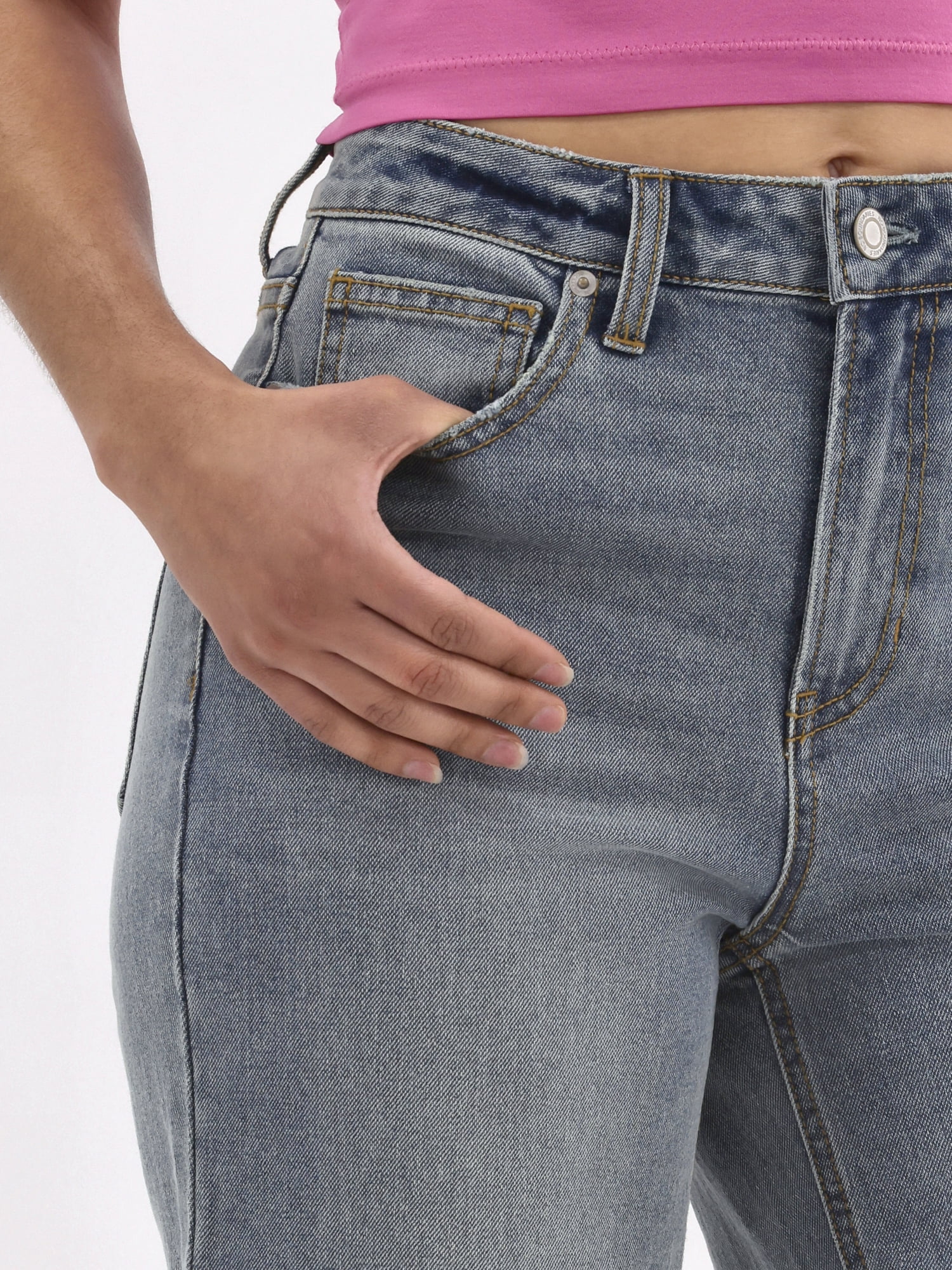 No Boundaries Women's Plus High-Rise Straight Leg Jeans, 30” and 32" Inseam, Sizes 00-24W