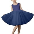 thumbnail image 3 of Jinhomg Flower Girl Dress Girls V Back Satin Tulle Dresses A Line Bow Knot Communion Dress Wedding Guest Birthday Party Dresses Formal Gown Dark Blue 100, 3 of 5