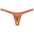 thumbnail image 5 of Botmois 2 PACK Men's Thong String Underwear Male Low-rise Bikini Briefs Bulge Pouch Cutaway Panels Beach Tangas Soft 2P-dark yellow/caramel-M, 5 of 5