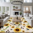 thumbnail image 3 of Spring Sunflowers Area Rugs 5'x7', Washable Small Throw Rugs for Laundry Room Playroom, Country Floral Bees Rustic Botanical Indoor Outdoor Rug Non-Slip Low Pile Carpet Runner Reversible Floor Mats, 3 of 8