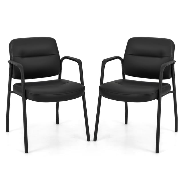 Costway Chaise de Salle d'Attente Sans Roues Ensemble de 2 avec Accoudoirs Intégrés pour Réception