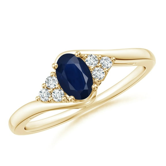 Oval 0.75 Ctw Blue Sapphire 925 Sterling Silver Yellow Plated Women Ring
