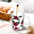 thumbnail image 3 of Yiaed Rose Flowers Print Ceramics Coffee,Large Handle Design,Extra Large Tea and Coffee Cup for Office and Home Mugs, 3 of 6