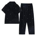 thumbnail image 4 of FUNDUFI Women'S Pajama Set Short Sleeve Bowknot Prints Pajama Tops With Sleepwear Long Pants Oversized 2Pcs Pjs Outfit Set Soft Lightweight Lounge Sets Loose Homewear, 4 of 9