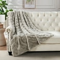 thumbnail image 3 of Home Soft Things Jacquard faux fur throw - 50x60" - Taupe, 3 of 9