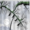 thumbnail image 1 of Gothic Halloween Shower Curtain - Dark Gray Branches & Cats Design, 1 of 4