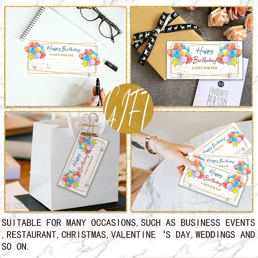 Paper Gift Card Invitation Cards for Birthday Wedding Party Rectangle Balloon 170x85mm 40pcs/set