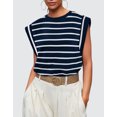 thumbnail image 4 of Cap Sleeve Striped Tops for Women Summer Top Basic Tee Shirts Casual Tank Loose Fit 2024 Fashion Shermie, 4 of 6