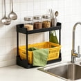 thumbnail image 3 of Naittoop Bathroom Counter Organizer with Drain Holes, 2-Tier Plastic Storage Organizer for Makeup Perfume Skincare,Vanity Storage Tray for Bedroom, Living Room, Spice Racks Black, 3 of 5