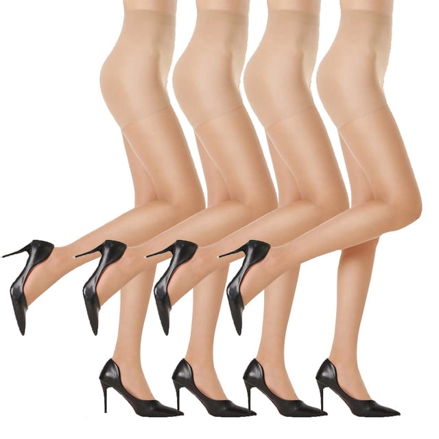 Diufon Lot de 4 Collants Transparents pour Femmes, Décontractés pour Tous les Jours, Cache-Ventre, Bas-Collants Tendance Polyvalents avec Pieds