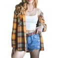 thumbnail image 4 of Franhais Women Plaid Shirt Jacket Casual Long Sleeve Button Down Hooded Woolen Coat Spring Fall, 4 of 9