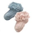 thumbnail image 3 of Faithtur Baby Girls Lace Princess Socks Double Layer Ruffle Frill Solid Color Anti-slip Short Socks Infant Sweet Knit Floor Hosiery, 3 of 4