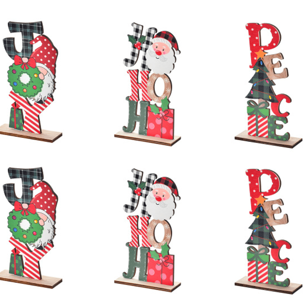 6 Pack Christmas Table Decorations Signs Wooden Centerpiece Signs Merry Christmas Table Toppers