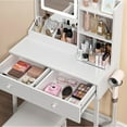 thumbnail image 3 of Aiho Makeup Vanity Desk with Mirror and Adjustable Lights, White Vanity with Chair & 2 Drawers & 3 Shelves, Best Gifts for Bedroom, Closet Room, White, 3 of 10
