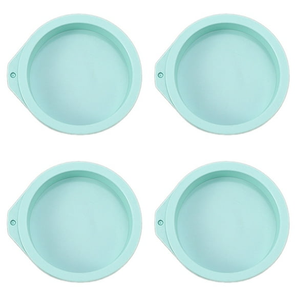 4Pcs Silicone Cake Pan Round Cake Layer Set Silicone Bakeware Mold for Baking Tool Rainbow Cake and Mousse, Blue, 4Inch