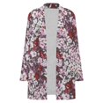 thumbnail image 4 of Women's Plus Size Burgundy Floral Cardigan, Long Sleeve Open Front Tunic with Pockets, 4 of 8