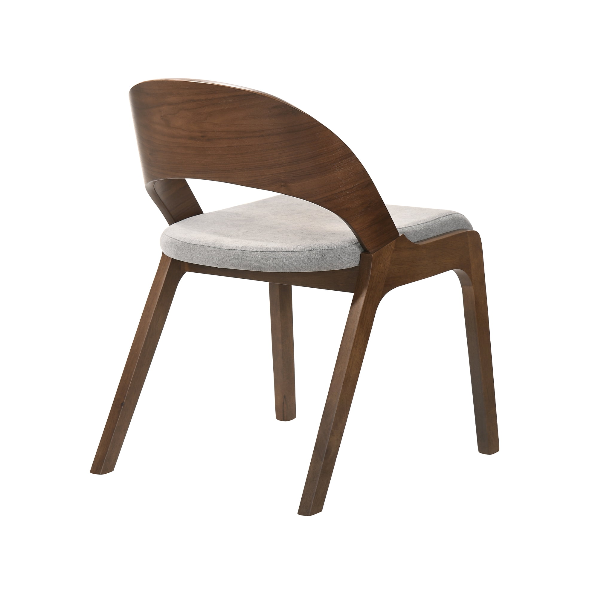 Polly Mid-Century Modern Dining Accent Chairs in Walnut Finish and Grey Fabric - Set of 2