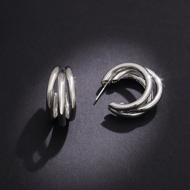 Pendientes De Aro De Metal De Plata Esterlina 925 , Diseño De Tubo De 3 Filas , Declaración Versátiles , Joyería De Moda Femenina , Envío Gota 2020