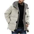 thumbnail image 2 of Jackets for Men Skiing Thickened Windproof Down Hooded Long Sleeve Coat, 2 of 9