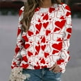 thumbnail image 2 of Womens Valentines Long Sleeve Shirts Casual Oversized Round Neck Printed Pullover Lightweight Tops Fall Clothes, 2 of 4