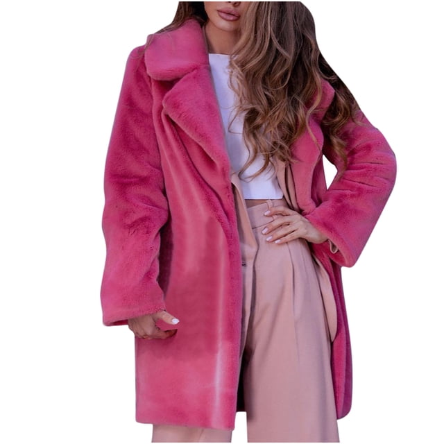Chaquetas para mujer Damas Casual Trendy Color sólido Faux Plush Warm Jacket Coat Odeerbi ODB-3