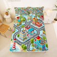 thumbnail image 5 of Manfei Cartoon Town Map Bed Sheets,City Roads Full Size Sheets,Gray,4 Pieces,1 Flat Sheet, 1 Fitted Sheet and 2 Pillowcases, 5 of 6