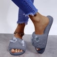 thumbnail image 2 of Risckoth Women's Plush Slide Slippers Butterfly Applique Accent Open Toe Cozy House Shoes, Gray, 2 of 7